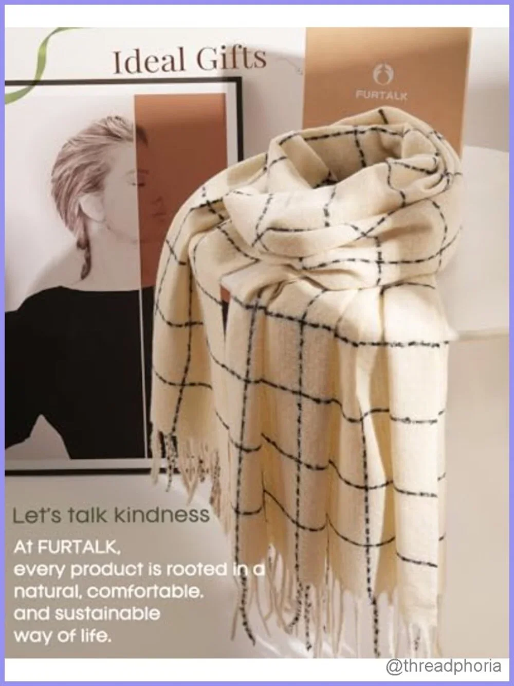 Women's Chunky Knit Plaid Winter Scarf Shawl Wrap Oversized Soft Warm Fringe